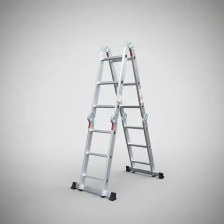 Escalera De Aluminio Articulada 12 Escalones Alpina - C Color Plateado