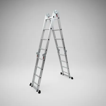 Escalera De Aluminio Articulada 16 Escalones 4x4 Plateado Gardenlife