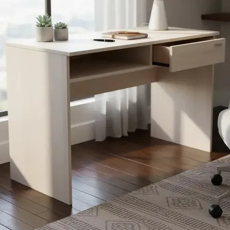 Escritorio Platinum 9038 de Melamina con Caj&oacute;n y Estante Gris Andino