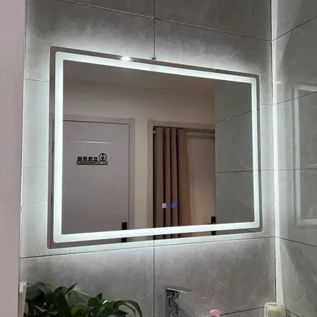 Espejo Digital Luz Led Rectangular Horiz T&aacute;ctil Desempa&ntilde;ador Blanco
