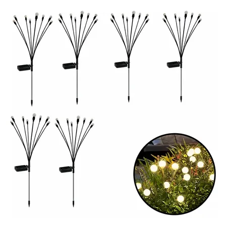 Estaca Guirnalda 8 Bombillas Para Jardin Led Solar Tierra X6 C&aacute;lido