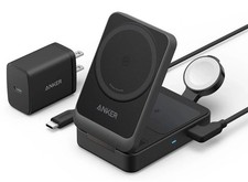 Estaci&oacute;n de carga inal&aacute;mbrica Anker MagGo (15 W, plegable 3 en 1) negra