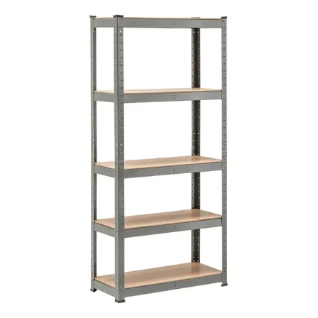 Estanteria De Metal 5 Estantes Altura Ajustable MDF Sin Tornillos 90x40x180 175kg Total Para Hogar Comercial Galvanizado