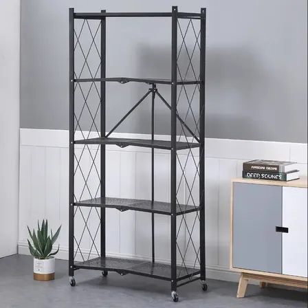 Estanter&iacute;a Plegable 5 Niveles Organizador Met&aacute;lico Con Ruedas