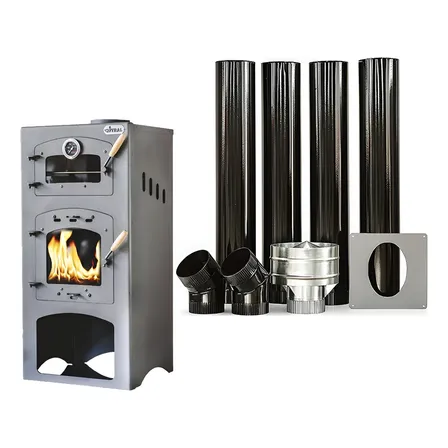 Estufa Qutral Patagonica 9000 Con Horno + Kit Pared Enlozado