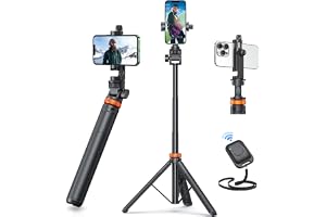 EUCOS 62" Phone Tripod, Tripod for iPhone & Selfie Stick with Remote | Extendable Cell Phone Stand & Ultimate Phone Holder, Solidest Phone Stand Compatible with iPhone/Android