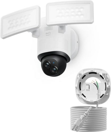 eufy Outdoor Floodlight Security Camera E340 & 20ft AC Cable 360&deg; PTZ Wi-Fi