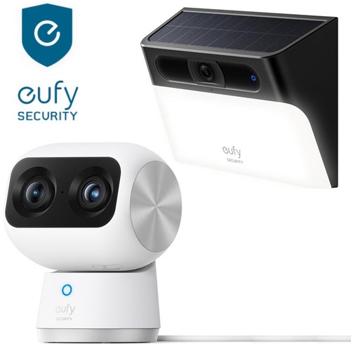eufy S350 4K Indoor Security Camera PTZ Dual Cameras +2K Solar Wall Light Camera