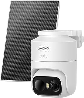 eufy Security eufyCam C37, Security Cameras Wireless Outdoor, 360&deg; Pan & Tilt AI Tracking, 2K Solar Camera, Human/Pet/Vehicle Detection, Flexible Solar Panel, Color Night Vision, No Subscription