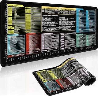 Excel/Word/PS/Gmail/Windows/Mid Journey Cheat Sheet Desk Pad - Waterproof Desk Mat with Inch Scales,Non-Slip Large Excel Cheat Sheet Keyboard Mat for Desktop,Gift(Common Office Software 02)