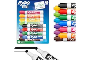 EXPO Dry Erase Markers, Low Odor Ink, Assorted Colors, Chisel Tip, 12 Count