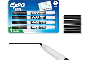EXPO Low Odor Dry Erase Markers, Fine Tip, Black, 4 Count - Home Organization, Study Supplies