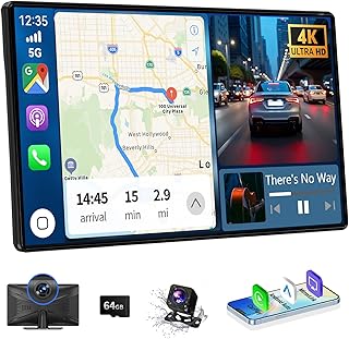 Extra Large Carplay Screen 11.3" A pple Carplay Screen for Car with 4K Dash Cam 1080P Backup Camera, Car Stereo for Carplay & Android Auto GPS Navigation/Bluetooth/Mirror Link/Voice Control/FM/Siri