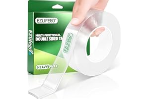 EZlifego Double Sided Tape Heavy Duty, Nano Double Sided Adhesive Tape, Clear Mounting Tape Picture Hanging Adhesive Strips (9.85FT)