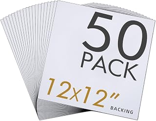 Falling in Art 50 Pack Acid-Free Mat Boards - 12x12 Uncut White Backing Boards, 4 - Ply Thickness Backer Boards for Photos, Pictures, Frames, Artworks and Prints