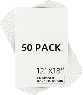 Falling in Art 50 Pack Embossed Backing Board, 12x18 Acid-Free Mat Boards, 4 Ply Thickness Uncut White Backing Boards for Photos, Pictures, Frames, Artworks and Prints