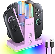 FASTSNAIL Charging Dock for Nintendo Switch 2(2025) for Joypad 2, Dual-Direction Magnetic Fast Controller Charger Station with 9 RGB Light & Charging Cable for Joypad 2 Stand (Light Green)