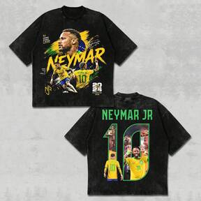 FIFA-Neymar Jr Brazil No  Graphic Tee, NJR Ousadia Alegria World Champion 2026 Soccer T-Shirt, Neymar Football Jersey Top, Vintage Washed Oversized $6.99 85% OFF