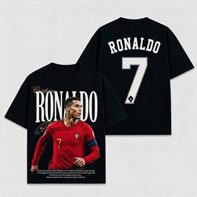 FIFA Ronaldo Portugal #  World 2026 Premium Cotton Graphic Tee Vintage Soccer Shirt Red Unisex Heavyweight T-Shirt Portugal National Team Football Fan Str $4.99 % OFF