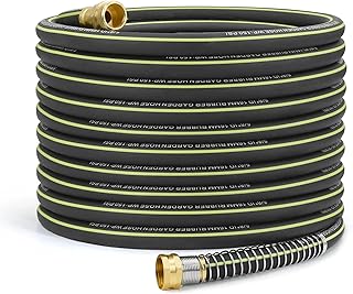 Flexible Rubber Garden Hose 100ft, 5/8" Hybrid Rubber Hose Heavy Duty