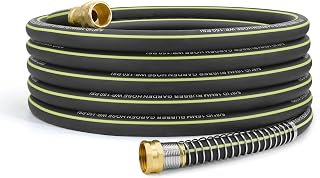 Flexible Rubber Garden Hose 50ft, 5/8" Hybrid Rubber Hose Heavy Duty | Solid Brass Fitting, 650PSI Burst Pressure, Flexible Hose Pipe for Yard, Cleaning, Washing, Watering