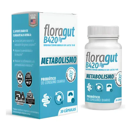 Floragut B420 Probi&oacute;tico Ayuda Al Control Del Peso X30 Caps Sin Sabor