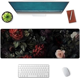Floral Garden Large Mouse Pad, Gaming Mouse Pad, Non-Slip Rubber Base, Office Accessories, Desk Mat, Flower MousePads for School, Work, Home Decor Gifts 31.5" x 11.8"