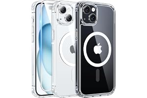 FNTCASE for iPhone 15/14/13 Case Compatible with Magsafe Clear Phonecase | Screen Protector, Military Grade Drop Protection, Slim Magnetic Phone Cases, Shockproof Bumper, Transparent Cell Cover