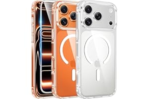 FNTCASE for iPhone 17 Pro-Max Case: Clear Magnetic Phone Cases with Screen Protector Compatible with Magsafe Slim Anti Yellowing Rugged Shockproof Protective Transparent Cell Cover (A-Clear)