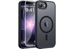 FNTCASE for iPhone 17e Case: iPhone 16e Phone Case [Compatible with Magsafe] Translucent Matte Case with [Screen Protector] Military Grade Shockproof Protective Phone Cover-Black