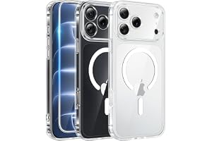FNTCASE for iPhone 18 Pro Case / 17 Pro Case Clear with Screen Protector | Anti Yellowing, Compatible with Magsafe, Magnetic, Rugged Shockproof Protective, Transparent Cell Phone Cover
