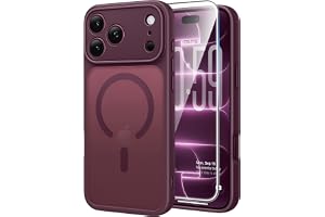 FNTCASE for iPhone 18 Pro Max Case / 17 Pro Max Case Fit for MagSafe | Burgundy Translucent Slim Matte Magnetic Shockproof Protective Cases, Military Grade Drop Protection Screen Protector
