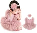 ForBaysy Infant Newborn Photography Props Girl Outfit Lace Romper with Cute Flower Headband Newborn Dress Posing Props
