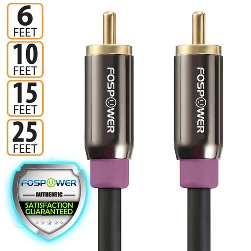 FosPower RCA Male Dual Layer Gold Plated Subwoofer Audio Cable Cord Adapter Plug