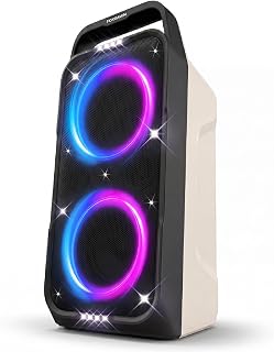 Foxdawn Portable Bluetooth Speaker: 240W Peak Powerful Loud Sound Deep Bass Wireless Boombox Large Subwoofer 15 Hours Battery Life Fast Charging with Led Light Show for Party Outdoor Camping Backyard