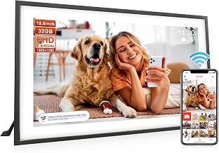 Frameo 15.6 Inch Large Digital Photo Frame, Digital Picture Frame WiFi with 32GB, 1920 * 1080 IPS HD Touch Screen, Electronic Picture Frame IPS Touch Screen， Auto-Rotate, Gifts for Mom, House Warming