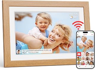 Frameo Digital Picture Frame 10.1" Digital Photo WiFi 32GB Natural Wood