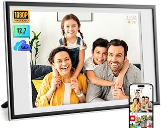 Frameo Digital Picture Frame 12.7'' 64GB Photo Frame, 1440 * 1080P IPS Touch Electronic Picture Frame, Auto-Rotate Tabletop&Wall Mounted,USB&SD Card, Sharing Photos/Videos via Free App from Anywhere