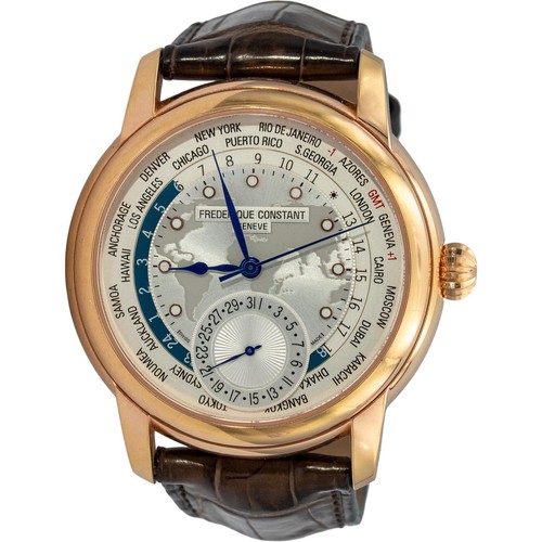 FREDERIQUE CONSTANT 18k Rose Gold Plated Classics Worldtimer Watch FC-718WM4H4