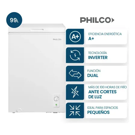 Freezer Horizontal Philco 99 Lts Inverter Blanco Phch099bi