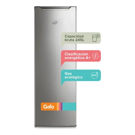 Freezer Vertical Gafa Gfup22p5hrg 245lts Gris Plata