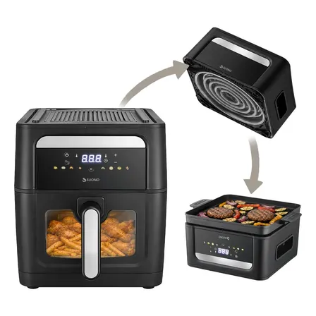 Freidora De Aire Air Fryer Suono 9L Flip Grill 2 En 1 Parrilla Digital 8 Programas
