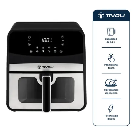 Freidora De Aire Digital Tivoli 6,2 Litros 1800W Air Fryer Con Panel Touch Y 8 Programas De Cocci&oacute;n