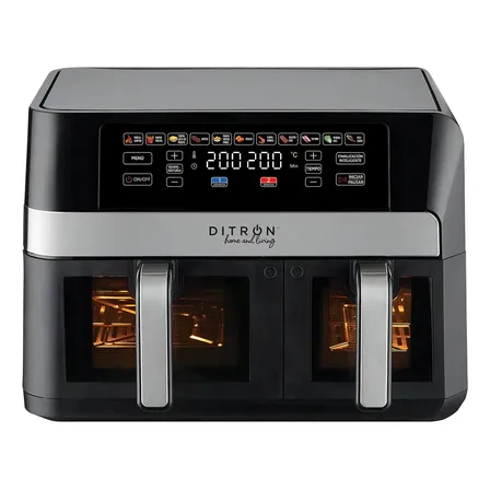 Freidora de Aire Ditron 10L 2800W Doble Canasto Digital Negra