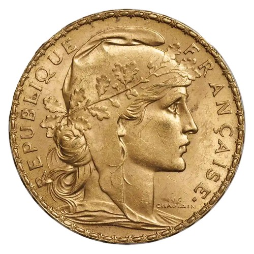 French Gold $20 Francs Rooster Coin Avg Circ (Random Year)
