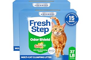 Fresh Step Advanced Odor Shield Light Weight Multi Cat Clumping Litter with Febreze Freshness, Gain Scent, Ammonia Block Technology, 18.5 lb. Box, Pack of 2
