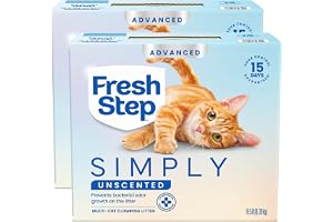 Fresh Step Advanced Simply Unscented Multi Cat Clumping Litter, Formulated With No Added Dyes or Fragrances, Ammonia Block Technology, Low Dust, 18.5 lb. Box, Pack of 2