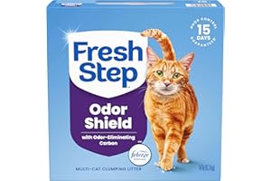 Fresh Step Odor Shield Multi Cat Clumping Cat Litter with Febreze Freshness, Low Dust, Odor Control with Ammonia Block Technology, Compatible in Automatic Litter Boxes, 14 lb.