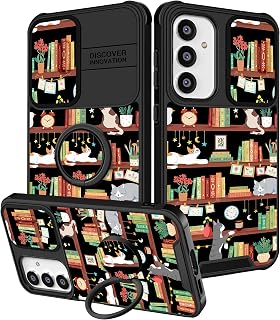 Funermei for Samsung Galaxy S24 Case - Women Girls Cute Phone Cover Pretty Girly Aesthetic Bookshelf Unique Design with Camera Cover Ring Stand Funda for Samsung S24 Case