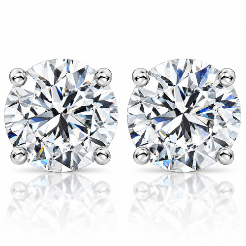 F/VS 1.50Ct TW Diamond Studs in 14k White or Yellow Gold Lab Grown